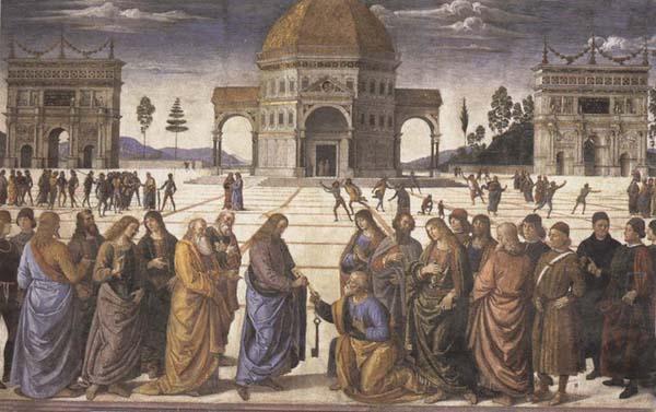 Pietro Perugino Christ Giving the Keys to Saint Peter Spain oil painting art